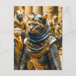 Egyptian Warrior Cat in Royal Armor Vykort