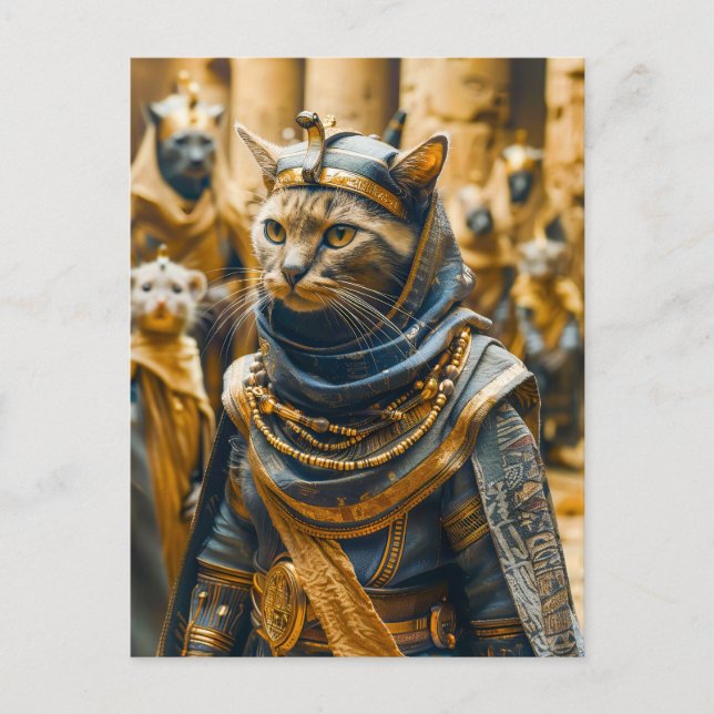 Egyptian Warrior Cat in Royal Armor Vykort (Framsida)