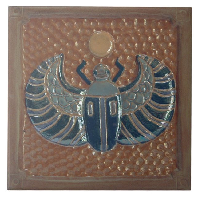 Egyptian Winged Scarab Tile Kakelplatta (Framsidan)