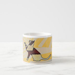 Egyptier-stil kattsitta, keramisk cappuccinokopp espressomugg