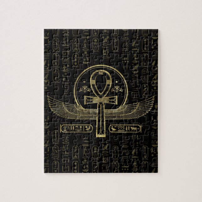 Egyptierkor - Ankh - guld och svart Pussel (Vertikal)