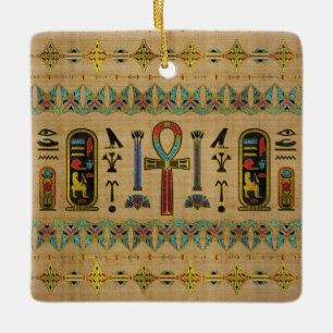 Egyptierkor - Ankh prydnad på papyrusen Julgransprydnad Keramik