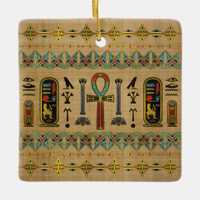 Egyptierkor - Ankh prydnad på papyrusen Julgransprydnad Keramik (Framsida)