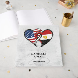 Egyptisk-amerikanska hjärtflaggor bröllop gästböcker