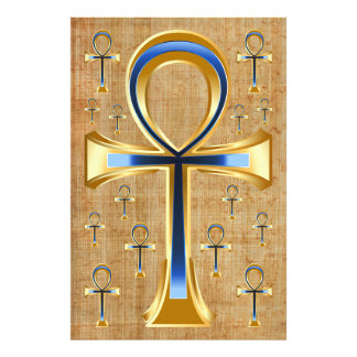 Egyptisk Ankh - Guld och Blå Design Fototryck