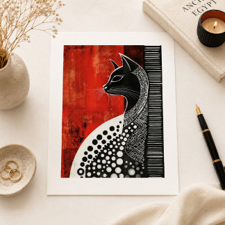 Egyptisk Bastet Svart Katt Konst Vintage Gotisk Vykort