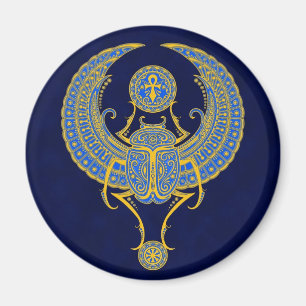 Egyptisk bevingad Scarab, blått Magnet