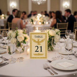 Egyptisk bevingad sol & Ankh – redigerbar Bordsnummer