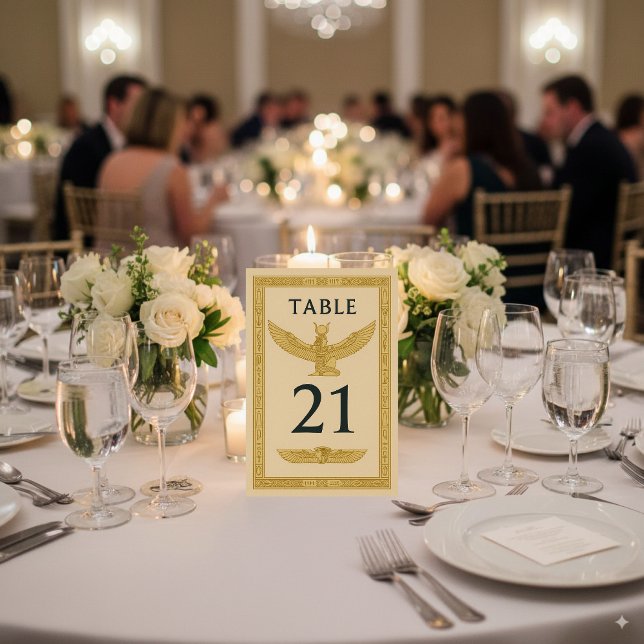 Egyptisk bevingad sol & Ankh – redigerbar Bordsnummer (Skapare uppladdad)