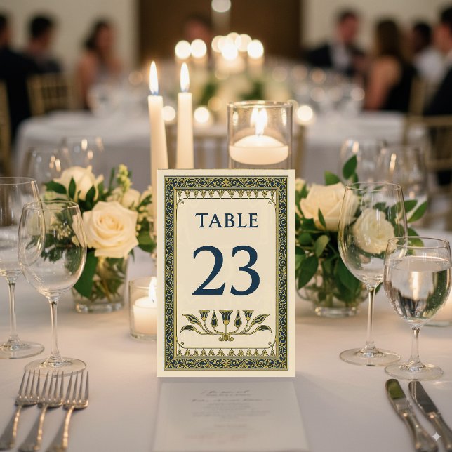 Egyptisk blom- och bladkant – redigerbar bordsnummer (Skapare uppladdad)