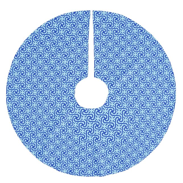 Egyptisk bricka mönster, kobolt och himlar blå julgransmatta borstad polyester (Framsidan)
