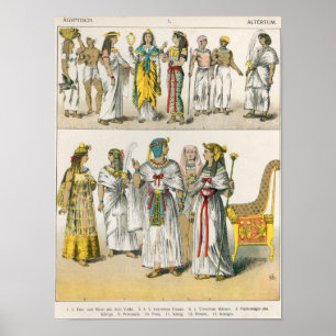 Egyptisk dress, från Trachten der Voelker Poster