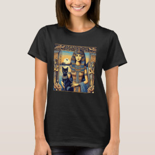 Egyptisk drottning står med katt tempel hieroglyf  t shirt