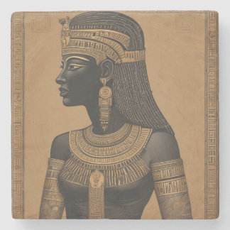 Egyptisk drottning Stone Underlägg. Svarta och Gul Stenunderlägg