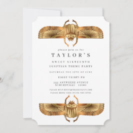 Egyptisk Egypten Guld Scarab Födelsedagsfest Inbjudningar
