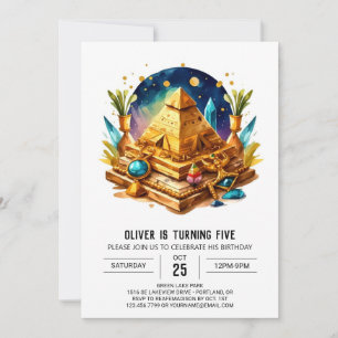 Egyptisk Elegant Watercolor Pyramids Birthday Inbjudningar