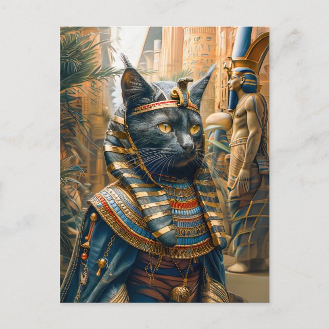 Egyptisk faraoh-katt med Stripe Headdress Vykort (Framsida)