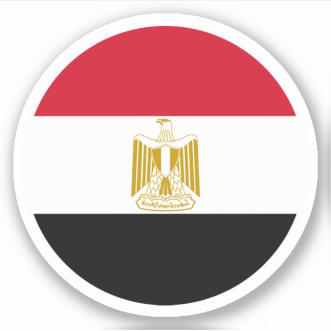 Egyptisk flagg rund dekal (Framsida)