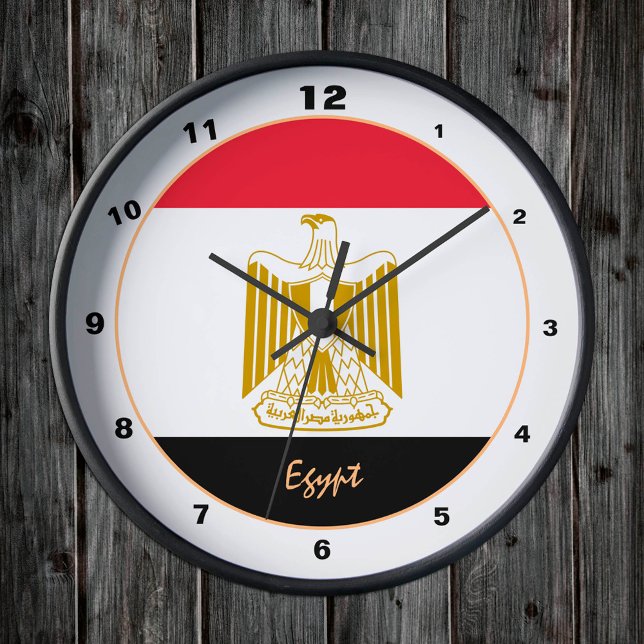 Egyptisk Flagga, Egypten trendig mode /designklock Rund Klocka (Skapare uppladdad)