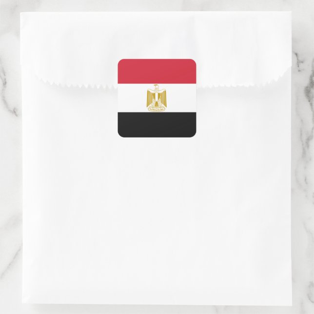 Egyptisk flagga fyrkantigt klistermärke (Väska)