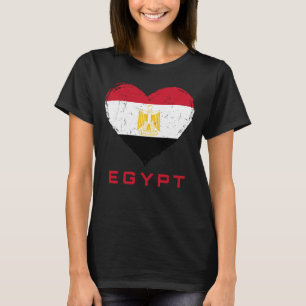 Egyptisk flagga Hjärta Distressed Dam Svart T Shirt