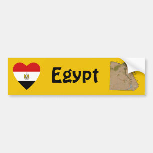 Egyptisk flagga hjärta + kartbild Bumperdekal Bildekal