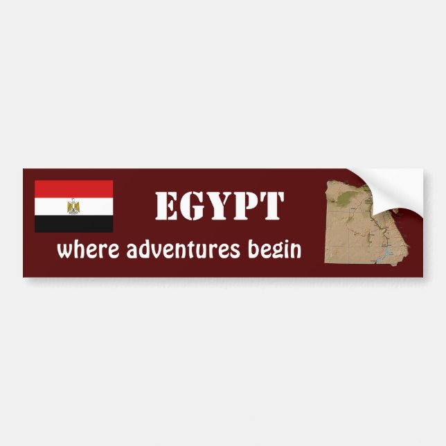 Egyptisk flagga + kartdekal bildekal (Framsidan)
