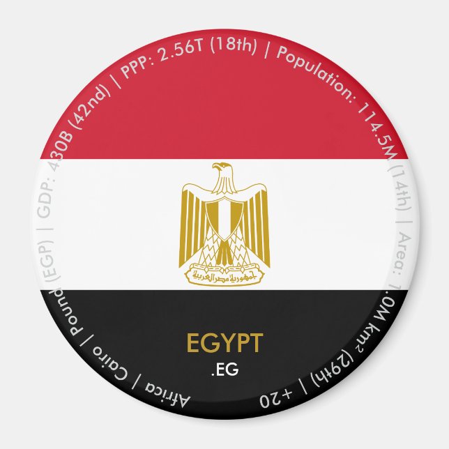 Egyptisk flagga magnet (Framsidan)