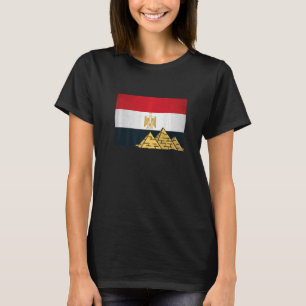 Egyptisk flagga med Giza-pyramiderna Egyptologi T Shirt