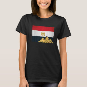 Egyptisk Flagga med Giza Pyramids egyptologi T Shirt