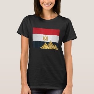 Egyptisk Flagga med Giza Pyramids egyptologi T Shirt