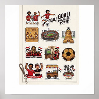 Egyptisk fotbollsmatch-dag-stickerset - Farao Poster