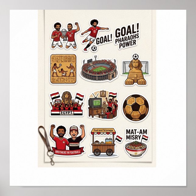 Egyptisk fotbollsmatch-dag-stickerset - Farao Poster (Framsidan)