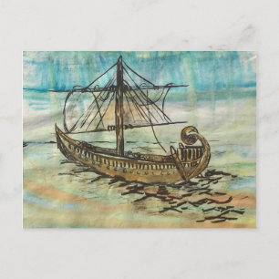Egyptisk Frakt Barque of the Sol Art Postcard Vykort