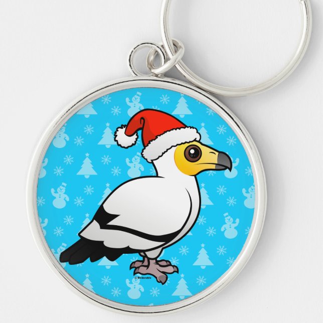 Egyptisk gam Santa Rund Silverfärgad Nyckelring (Framsidan)