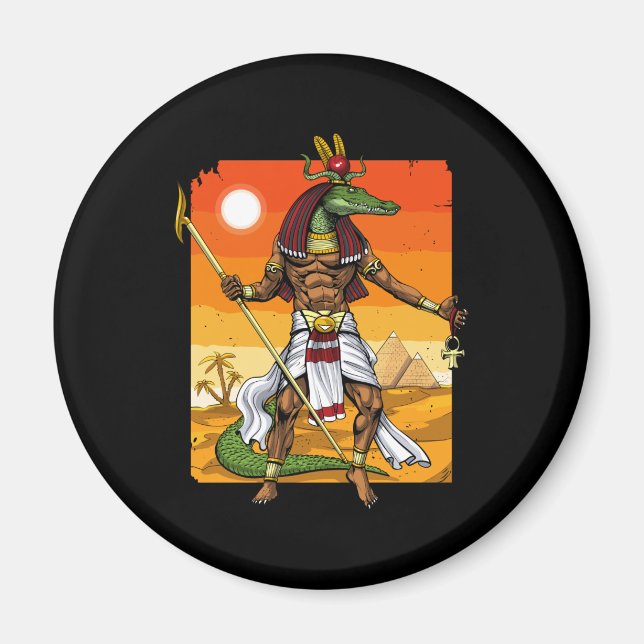 Egyptisk gud Sobek Magnet (Framsidan)