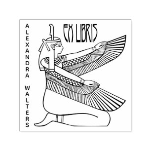 Egyptisk gudinna Maat - Nefertari grav Ex Libris Självfärgande Stämpel