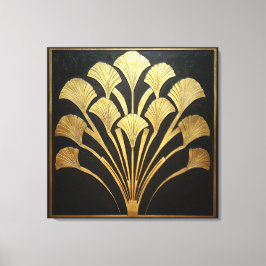Egyptisk Guld Hieroglyf Blomma Art Deco Stil Canvastryck