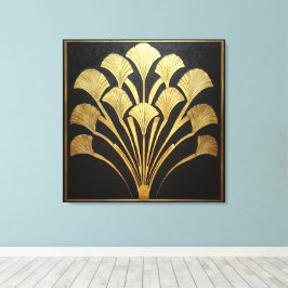 Egyptisk Guld Hieroglyf Blomma Art Deco Stil Canvastryck