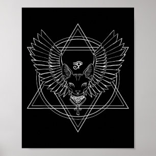 Egyptisk häst Öga och katt med Vingar För manar Wo Poster