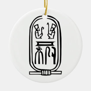 Egyptisk hieroglyf julgransprydnad keramik