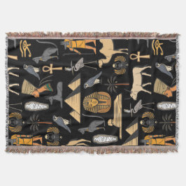 Egyptisk hieroglyf symbolmönsterbakgrund filt