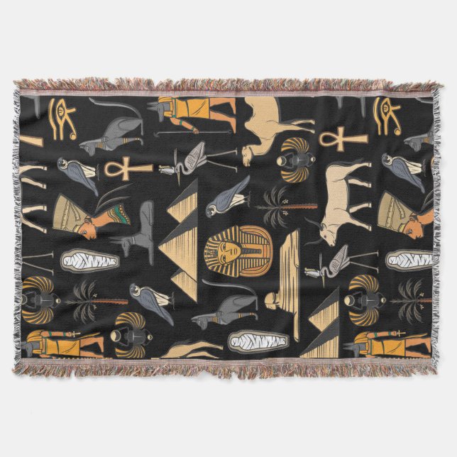Egyptisk hieroglyf symbolmönsterbakgrund   filt (Framsidan)