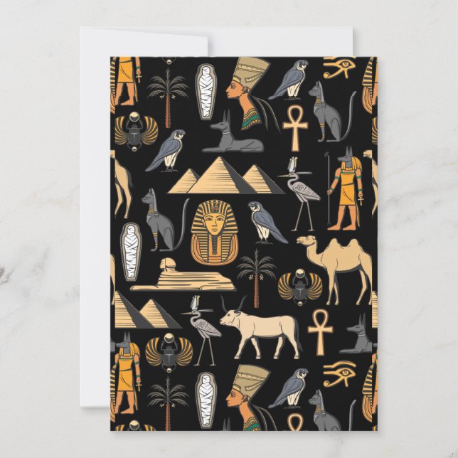  Egyptisk hieroglyf symbolmönsterbakgrund   Inbjudningar (Framsida)