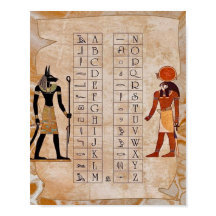 Egyptisk hieroglyfalfabetstavla gammal affisch