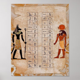 Egyptisk hieroglyfalfabetstavla gammal affisch