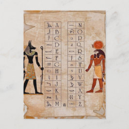 Egyptisk hieroglyfalfabetstavla gammal affisch vykort