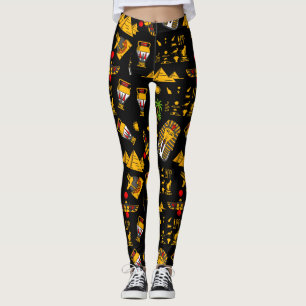 Egyptisk hieroglyfisk bakgrund i Mönster Leggings