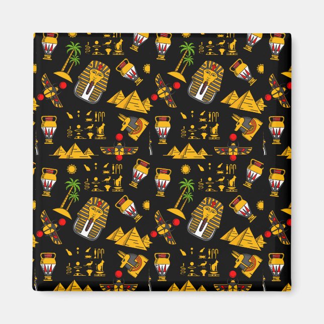 Egyptisk hieroglyfisk bakgrund i Mönster Magnet (Framsidan)