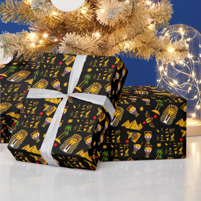 Egyptisk hieroglyfisk bakgrund i Mönster Presentpapper (Helgdagar)